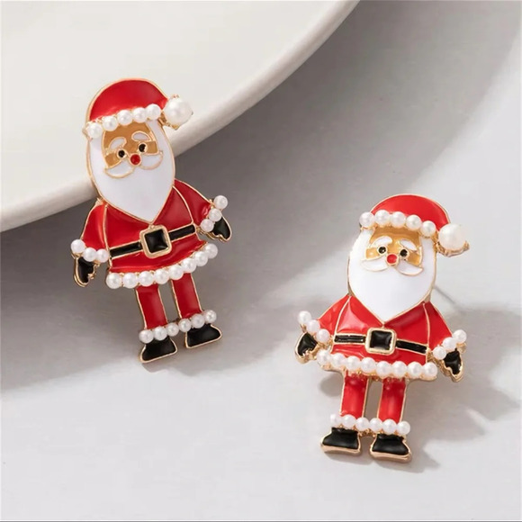 Christmas Red Santa Claus Earrings - Picture 5 of 9